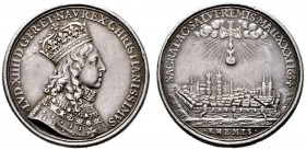  HISTORISCHE MEDAILLEN   SCHÜTZENMEDAILLEN   FRANKREICH   Ludwig XIV. 1643-1715   (D) Lot 2 Stk.: , AR- und AE-Medaille 1654 auf seine Salbung zu Reim...