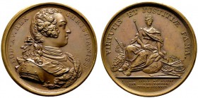 HISTORISCHE MEDAILLEN   SCHÜTZENMEDAILLEN   FRANKREICH   Ludwig XV. 1715-1774   (D) AE-Medaille 1724, von Norbert Roettiers. Auf die Vermittlung des ...