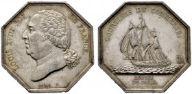  HISTORISCHE MEDAILLEN   SCHÜTZENMEDAILLEN   FRANKREICH   Ludwig XVIII. 1814-1824   (D) Octogonale AR-Medaille o.J., von Galle. Auf die Aktienhändler ...