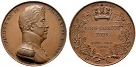  HISTORISCHE MEDAILLEN   SCHÜTZENMEDAILLEN   FRANKREICH   Karl X. 1824-1830   (D) AE-Medaille 1825, von de Puymairin. Huldigung zur Königskrönung. Av....