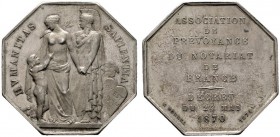  HISTORISCHE MEDAILLEN   SCHÜTZENMEDAILLEN   FRANKREICH   Paris   (D) Octogonale AR-Medaille 1874, von A. Borrel. Auf die wechselseitige Vorsorgeversi...