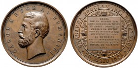  HISTORISCHE MEDAILLEN   SCHÜTZENMEDAILLEN   RUMÄNIEN   Karl I. 1881-1914   (D) AE-Medaille 1881, von W. Kullrich auf seine Proklamation zum König von...