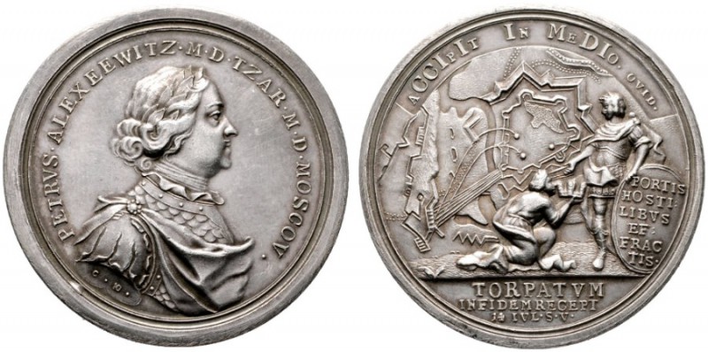  HISTORISCHE MEDAILLEN   SCHÜTZENMEDAILLEN   RUSSLAND   Peter I. 1696-1725   (D)...