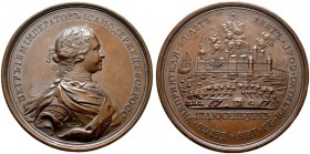  HISTORISCHE MEDAILLEN   SCHÜTZENMEDAILLEN   RUSSLAND   Peter I. 1696-1725   (D) AE-Medaille 1767, von S. Yudin. Auf die Eroberung der schwedischen Fe...