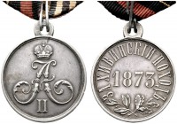  HISTORISCHE MEDAILLEN   SCHÜTZENMEDAILLEN   RUSSLAND   Alexander II. 1855-1881   (D) AR-Medaille mit Originalöse , (mit neuem Band) 1873, verliehen f...