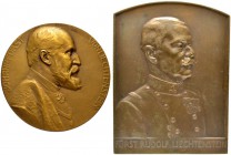  HISTORISCHE MEDAILLEN   PERSONENMEDAILLEN   LIECHTENSTEIN, Johann II.,Fürst 1840-1929   (D) Lot 2 Stk.: AE-Medaille 1910, von Hujer. Auf den 70. Gebu...
