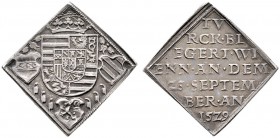  RÖMISCH DEUTSCHES REICH   Ferdinand I. 1521-1564   (D) 1/2 Talerklippe 1529, Wien (12,27 g); Türkenbelagerung vzgl./stplfr.