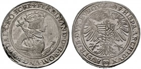  RÖMISCH DEUTSCHES REICH   Ferdinand I. 1521-1564   (D) Taler o.J., Wien; Jugendportrait. teilweise Prägeschwäche, sonst f.stplfr.