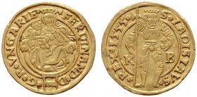 RÖMISCH DEUTSCHES REICH   Ferdinand I. 1521-1564   (D) Dukat 1555 KB, Kremnitz (3,47 g)  Gold  s.sch.