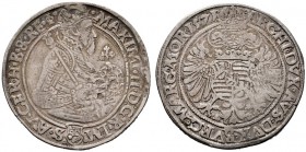  RÖMISCH DEUTSCHES REICH   Maximilian II. 1564-1576   (D) Guldentaler 1571, Joachimstal; Münzmeister J.Geitzköfler Hal:210, getilgte Wertzahl sch.