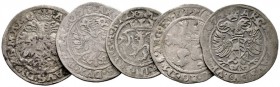  RÖMISCH DEUTSCHES REICH   Maximilian II. 1564-1576   (D) Lot 5 Stk.: Weißgroschen o.J. und 1573; Budweis; 1574, Joachimstal; 1575, Prag und 2 Kreuzer...