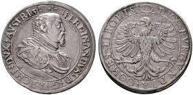  RÖMISCH DEUTSCHES REICH   Erzherzog Ferdinand 1564-1595   (D) Dreifacher Taler o.J., Hall; M-T:- (vergl. 315 Doppeltaler), min. Randfehler  R s.sch.