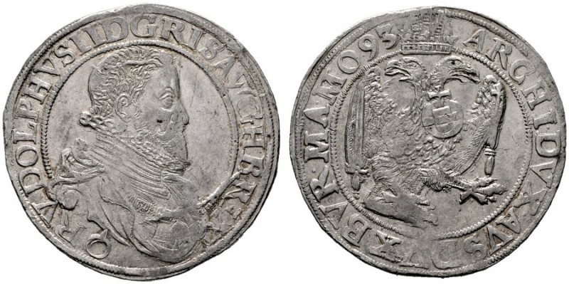  RÖMISCH DEUTSCHES REICH   Rudolf II. 1576-1612   (E) Taler 1593, Wien; min. Prä...