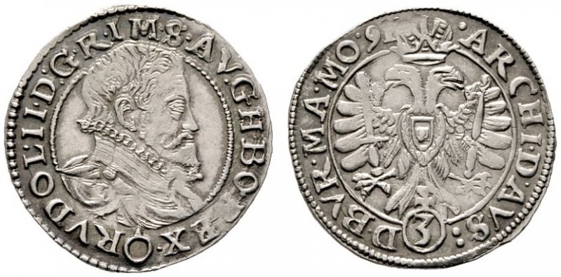  RÖMISCH DEUTSCHES REICH   Rudolf II. 1576-1612   (D) Groschen 1591, Wien  R vzg...