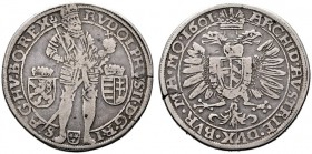  RÖMISCH DEUTSCHES REICH   Rudolf II. 1576-1612   (D) Doppeltaler 1601, Prag; Mm: Lasanz. UNEDIERT Hal.:-, Doneb:-, Dietiker:-, MzA:-  RRR f.s.sch.
