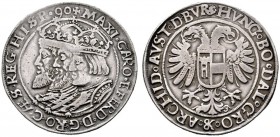  RÖMISCH DEUTSCHES REICH   Rudolf II. 1576-1612   (E) Dreikaisertaler 1590, Joachimstal s.sch.