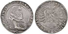  RÖMISCH DEUTSCHES REICH   Rudolf II. 1576-1612   (E) Taler 1607, Budweis; leichte Prägeschwäche  RRR s.sch.