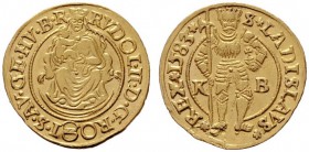  RÖMISCH DEUTSCHES REICH   Rudolf II. 1576-1612   (D) Dukat 1583 KB, Kremnitz (3,50 g); Av. leichter Schrötlingsfehler  Gold  f.vzgl.