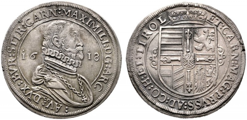  RÖMISCH DEUTSCHES REICH   Erzherzog Maximilian 1590-1618   (D) Taler 1618, Hall...