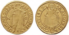 RÖMISCH DEUTSCHES REICH   Ferdinand II. 1619-1637   (E) Dukat 1630 NB, Nagybanya (3,41 g); leichte Prägeschwäche  Gold RR f.vzgl.