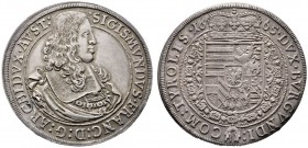  RÖMISCH DEUTSCHES REICH   Erzherzog Sigismund Franz 1662-1665   (D) Taler 1665, Hall; feine Patina vzgl.