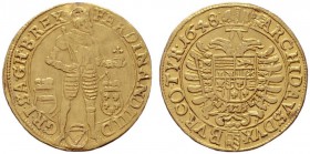  RÖMISCH DEUTSCHES REICH   Ferdinand III. 1637-1657   (D) Doppeldukat 1648, Wien (6,69 g); Münzmeister Richthausen gelocht  Gold  s.sch.