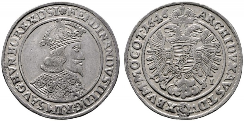  RÖMISCH DEUTSCHES REICH   Ferdinand III. 1637-1657   (E) 1/2 Taler 1646 MI, Bre...