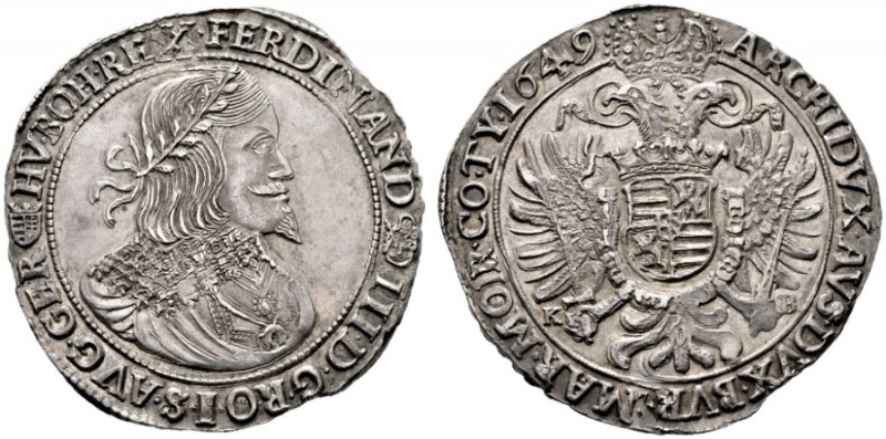  RÖMISCH DEUTSCHES REICH   Ferdinand III. 1637-1657   (D) Taler 1649 KB, Kremnit...