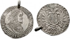  RÖMISCH DEUTSCHES REICH   Ferdinand III. 1637-1657   (D) Taler 1651 KB, Kremnitz; mit altem Henkel s.sch./vzgl.