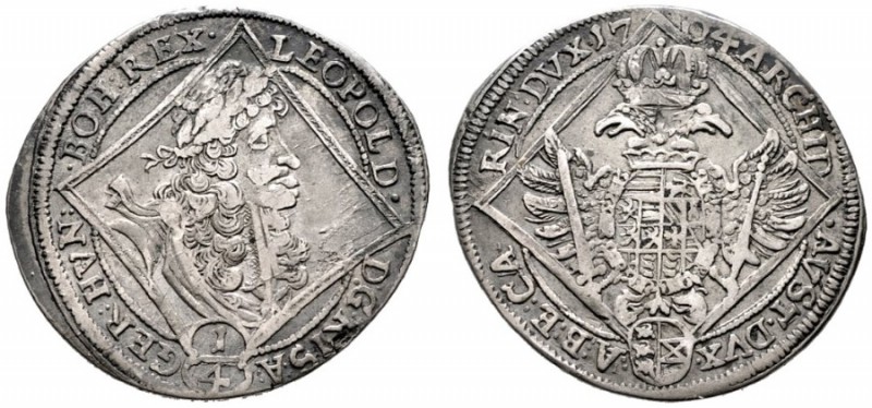  RÖMISCH DEUTSCHES REICH   Leopold I. 1657-1705   (D) 1/4 Taler 1704, St. Veit f...