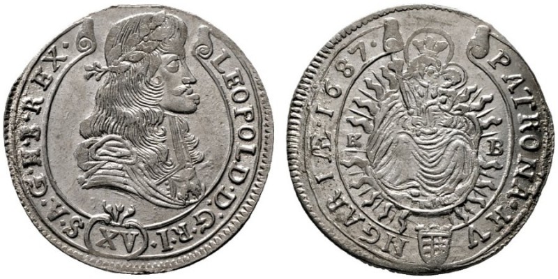  RÖMISCH DEUTSCHES REICH   Leopold I. 1657-1705   (D) XV Kreuzer 1687 KB, Kremni...