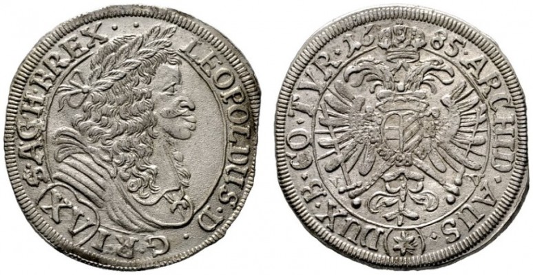  RÖMISCH DEUTSCHES REICH   Leopold I. 1657-1705   (D) XV Kreuzer 1685, Mainz; kl...