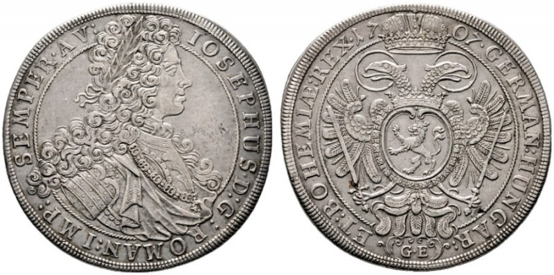  RÖMISCH DEUTSCHES REICH   Josef I. 1705-1711   (E) Taler 1707, Prag; Rv. winz. ...