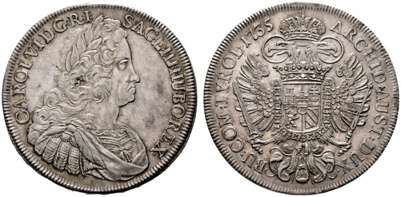  RÖMISCH DEUTSCHES REICH   Karl VI. 1711-1740   (D) Taler 1735, Wien; Av. kleine...