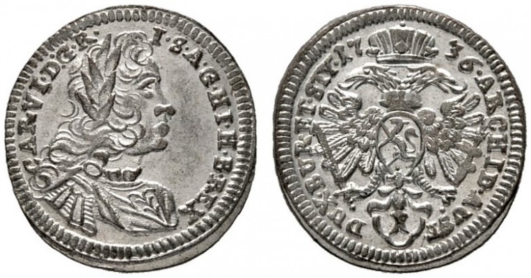  RÖMISCH DEUTSCHES REICH   Karl VI. 1711-1740   (D) Kreuzer 1736, Graz stplfr.