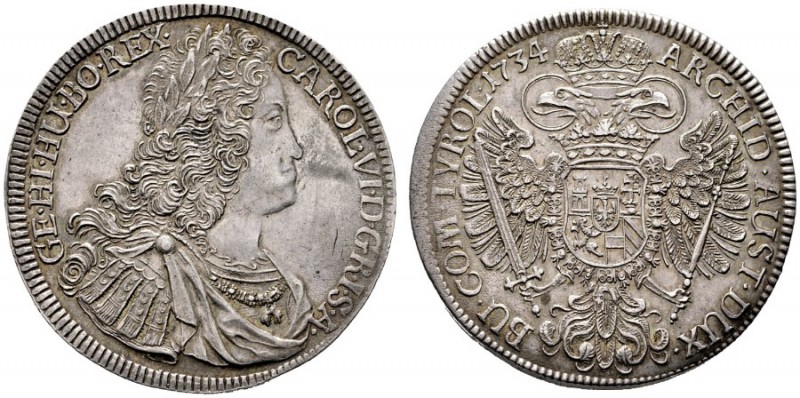  RÖMISCH DEUTSCHES REICH   Karl VI. 1711-1740   (E) Taler 1734, Hall f.stplfr.