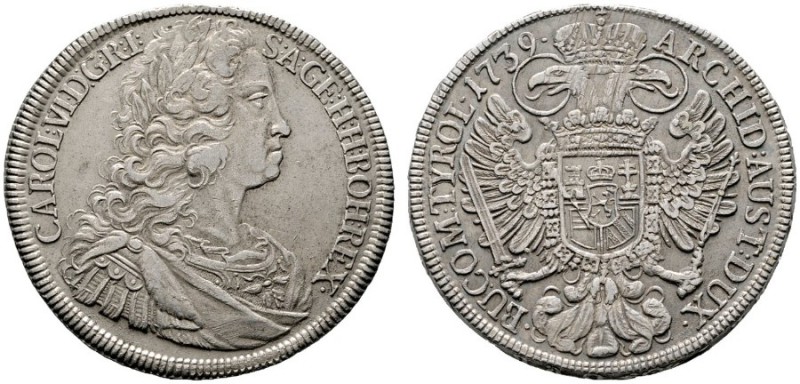  RÖMISCH DEUTSCHES REICH   Karl VI. 1711-1740   (E) Taler 1739, Prag; Rv. min. j...