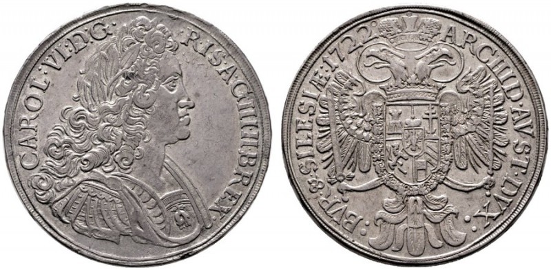  RÖMISCH DEUTSCHES REICH   Karl VI. 1711-1740   (E) Taler 1722, Breslau  R f.vzg...