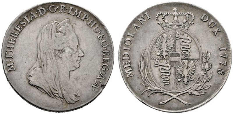  RÖMISCH DEUTSCHES REICH   Maria Theresia 1740-1780   (D) Scudo 1778, Mailand; k...