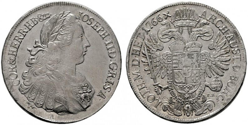 RÖMISCH DEUTSCHES REICH   Josef II. 1765-1790   (D) Taler 1766 I.C.-S.K., Wien;...