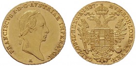  ÖSTERREICHISCHES KAISERREICH   Franz I. (1792)-1806-1835   (B) Dukat 1827 A  Gold  vzgl.
