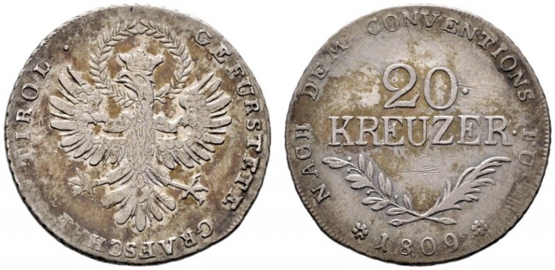  ÖSTERREICHISCHES KAISERREICH   Franz I. (1792)-1806-1835   (D) 20 Kreuzer 1809,...