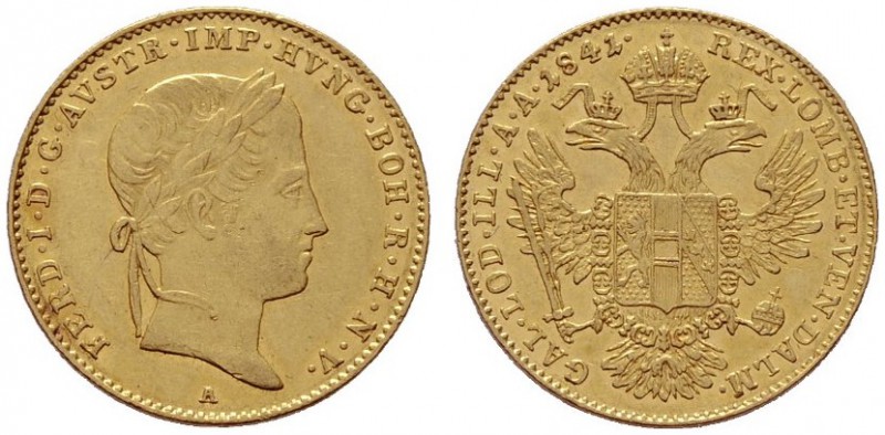  ÖSTERREICHISCHES KAISERREICH   Ferdinand I. 1835-1848   (B) Dukat 1841 A  Gold ...