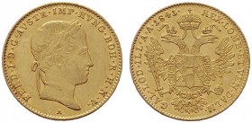  ÖSTERREICHISCHES KAISERREICH   Ferdinand I. 1835-1848   (B) Dukat 1841 A  Gold  f.vzgl./vzgl.