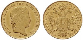  ÖSTERREICHISCHES KAISERREICH   Ferdinand I. 1835-1848   (B) Dukat 1845 V  Gold R f.stplfr.