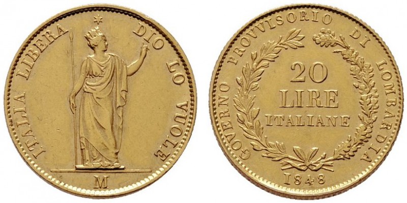 ÖSTERREICHISCHES KAISERREICH   Revolution 1848/1849   (E) 20 Lire 1848 M  Gold ...