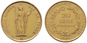  ÖSTERREICHISCHES KAISERREICH   Revolution 1848/1849   (E) 20 Lire 1848 M  Gold  f.vzgl.