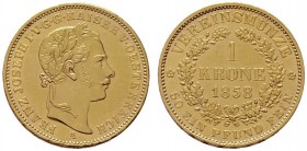  ÖSTERREICHISCHES KAISERREICH   Franz Joseph 1848-1916   (D) Vereinskrone 1858 A  Gold  vzgl.