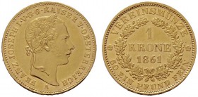  ÖSTERREICHISCHES KAISERREICH   Franz Joseph 1848-1916   (D) Vereinskrone 1861 A  Gold R vzgl.