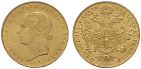  ÖSTERREICHISCHES KAISERREICH   Franz Joseph 1848-1916   (B) Dukat 1848/1898 A; Linkskopf  Gold  vzgl./stplfr.